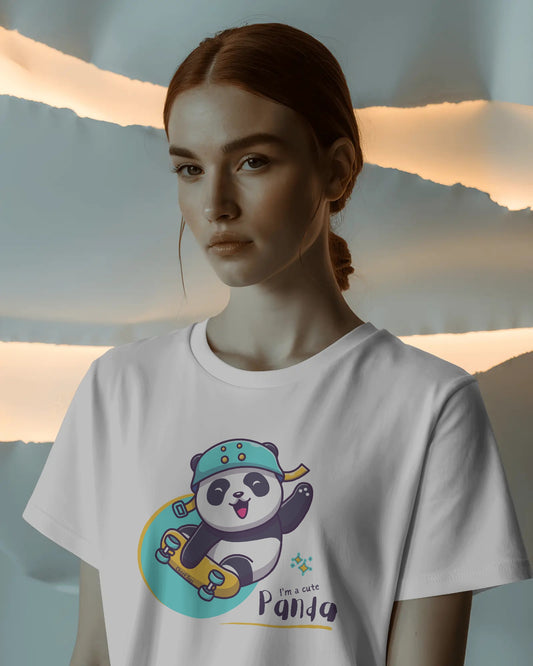 Skater Panda – Regular Fit Cute Graphic Tee